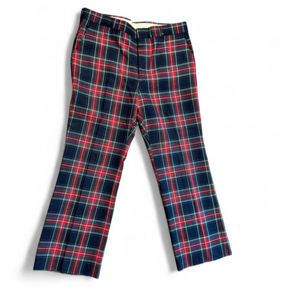 Vintage 70s Pants Men 37 x 30 plaid‎ golf disco hippie trouser unisex women - Picture 1 of 11